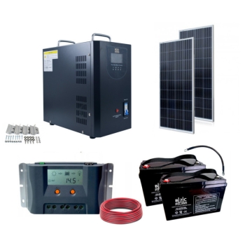 ZESTAW SOLARNY ELEKTROWNIA 1500VA 2X AGM 100AH PV-360W