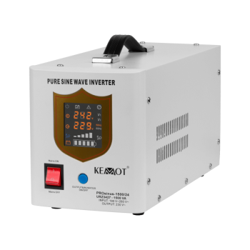 Zasilacz awaryjny KEMOT PROsinus-1500/24 przetwornica z czystym przebiegiem sinusoidalnym i funkcją ładowania 24V 230V 1500VA/1050W
